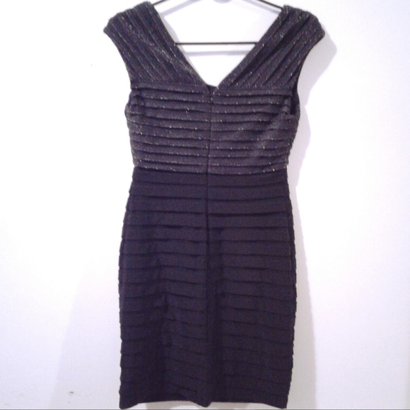 Adrianna Papell Petite Black Silver Cocktail Dress - Picture 3 of 5